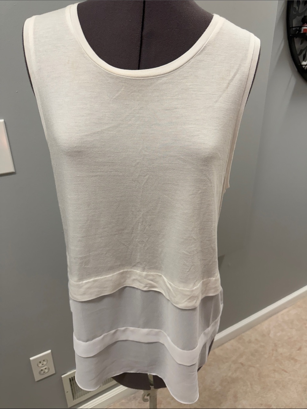 MICHAEL Michael Kors White Sleeveless Layered Hem Tank